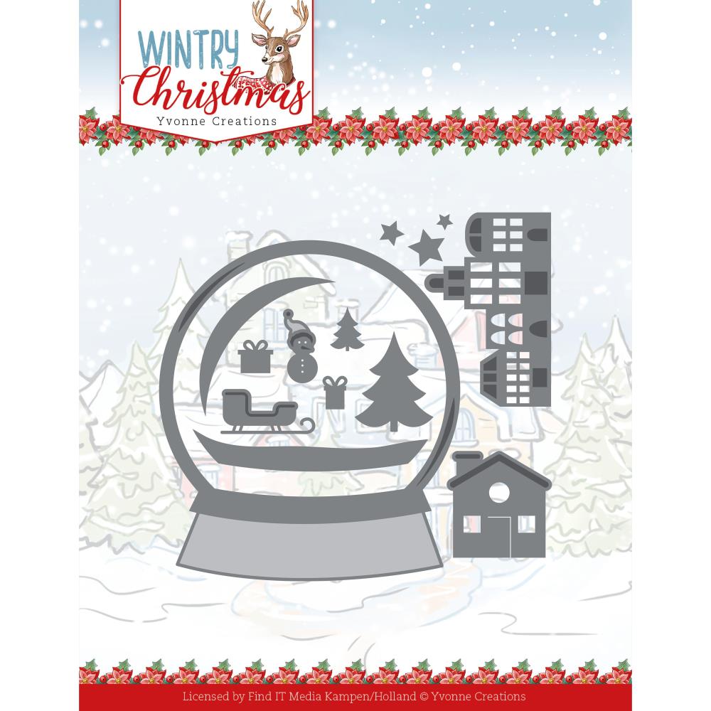 Wintery Christmas Snowman in Snow Globe Dies