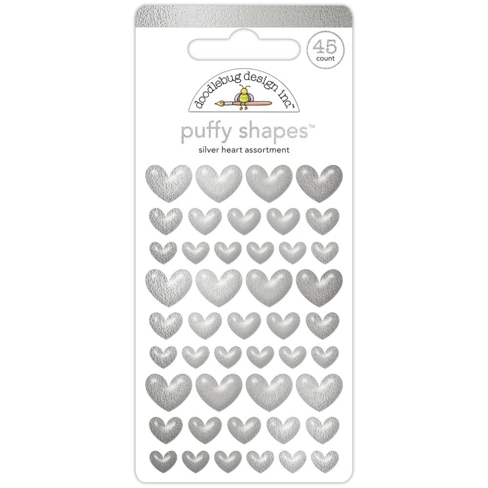 Hello Again Silver Heart Puffy Stickers