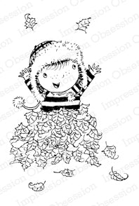 Boy in Leaf Pile Stamp