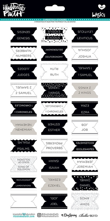 Bible Books Tab B&W Stickers