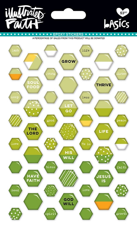 Mini Hexi Epoxy Stickers Olive You