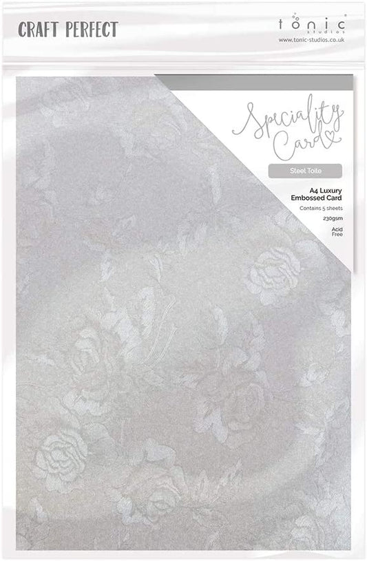 Luxury Embossed Cardstock 8.5 x 11 Steel Toile