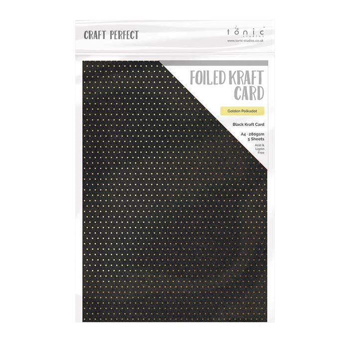 Foiled Kraft Cardstock 8.5 x 11 Golden Polkadot