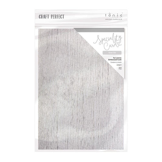 Luxury Embossed Cardstock 8.5 x 11 Silver Silk
