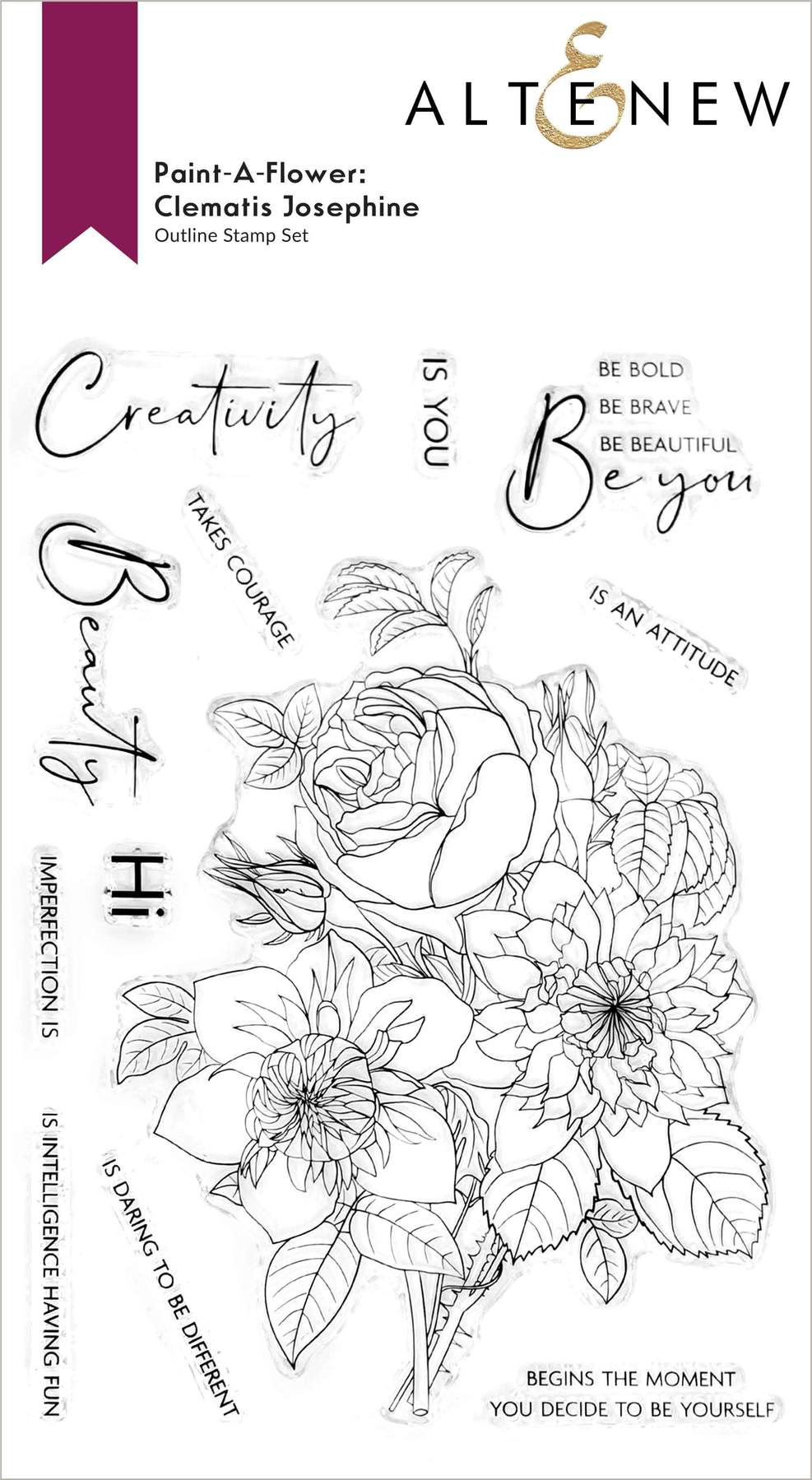 Paint-A-Flower: Clematis Josephine Outline Stamp Set