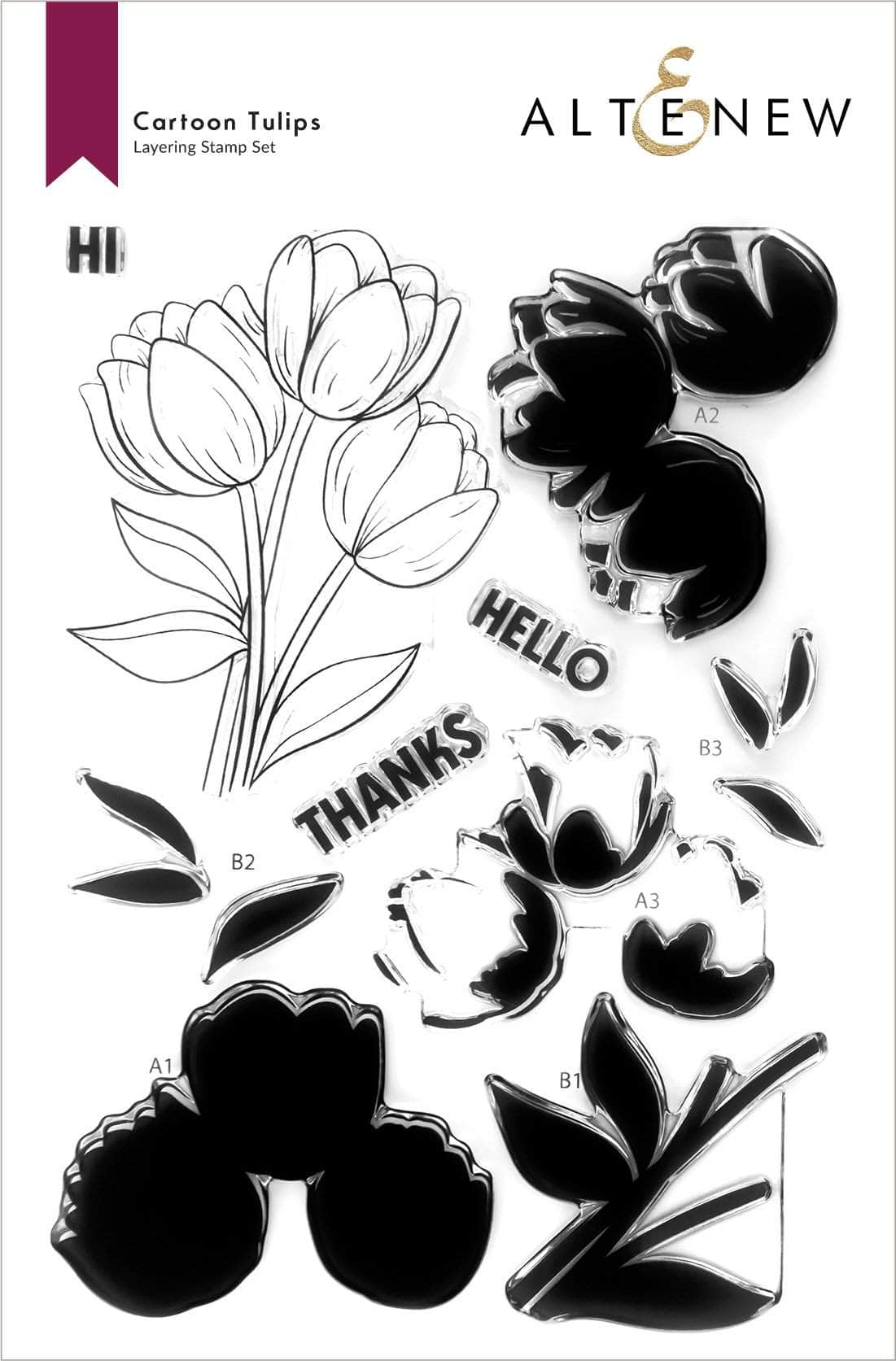 Cartoon Tulips Stamp Set