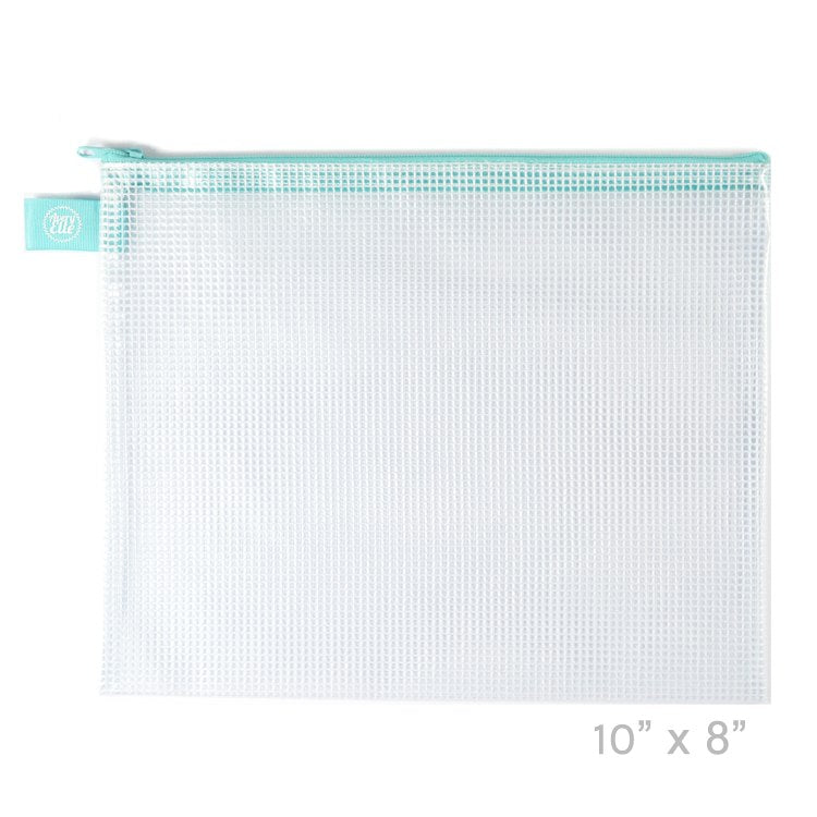 Aqua Small Zippered Vinyl Mesh Pouch