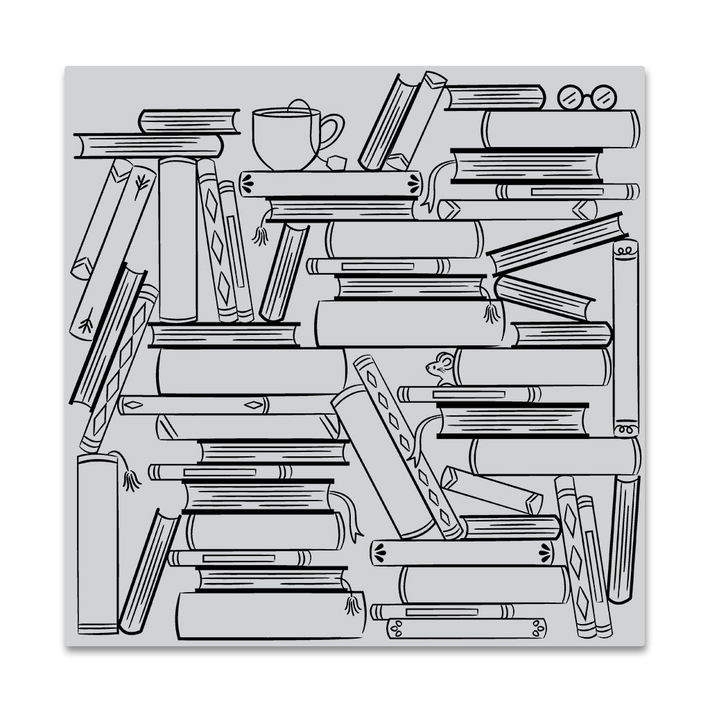 Book Stacks Bold Prints Stamp