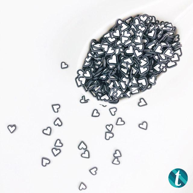Chalkboard- Small Black & White Clay Heart Sprinkles