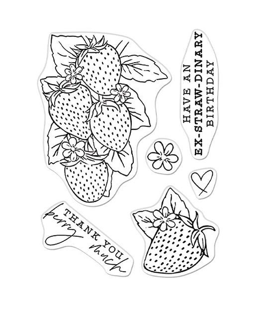 Hero Florals Strawberries Line Art Stamp Set