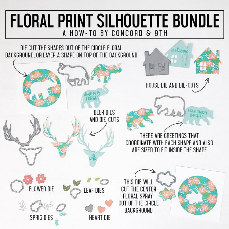 Floral Print Silhouette Stamp Set