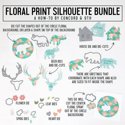 Floral Print Silhouette Stamp Set
