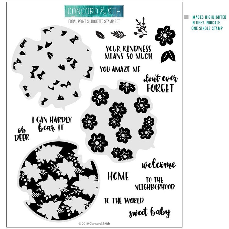 Floral Print Silhouette Stamp Set