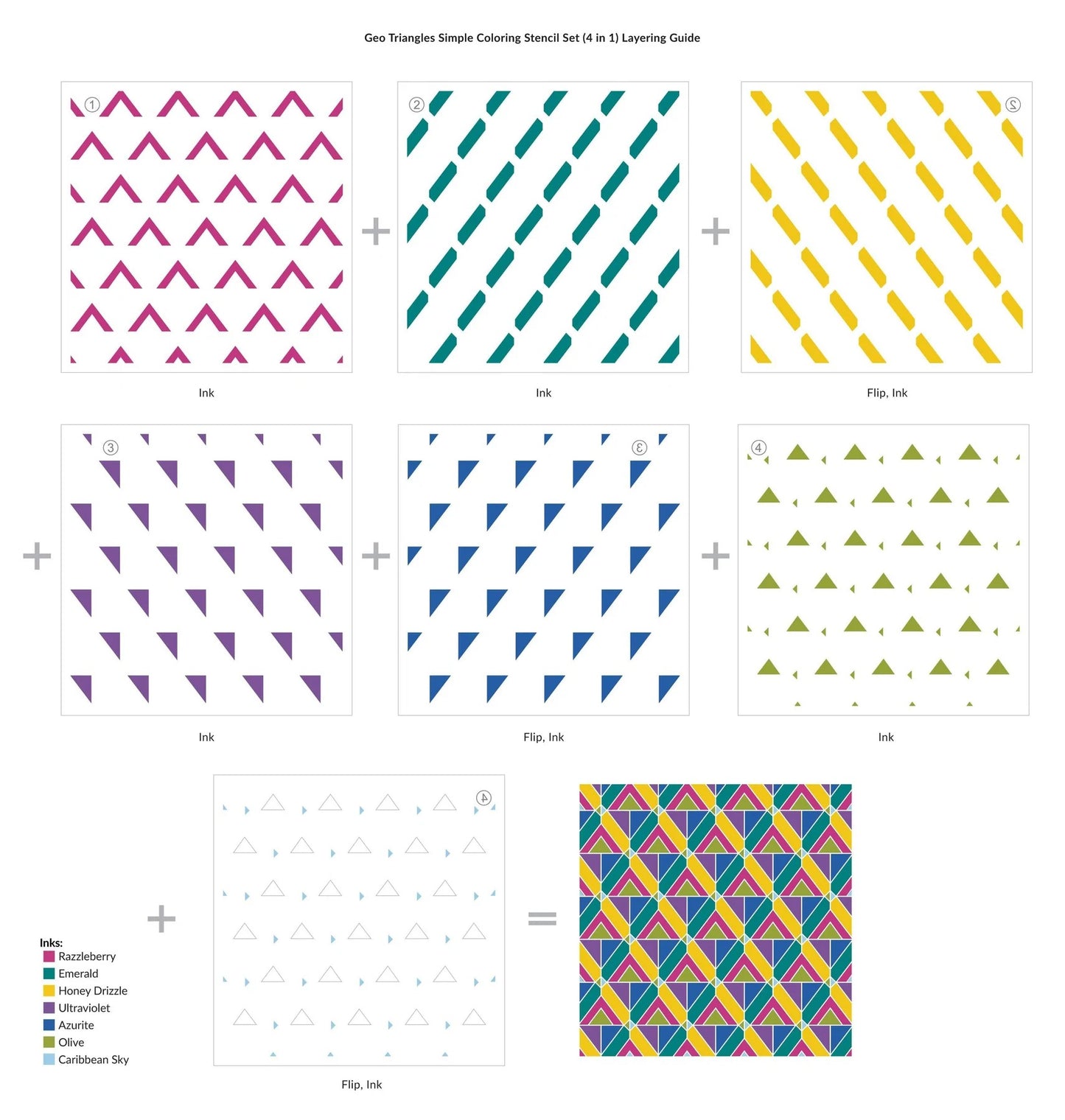 Geo Triangles Simple Coloring Stencil Set