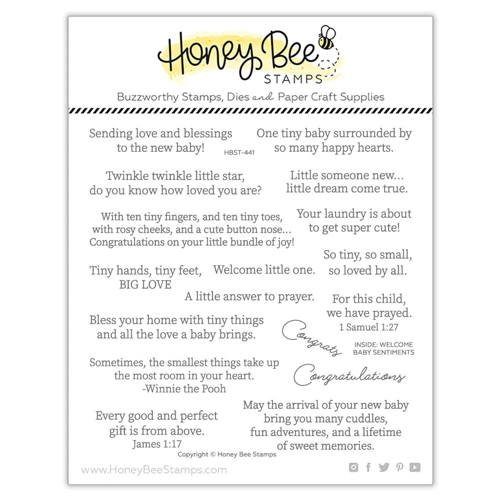 Inside: Welcome Baby Sentiments Stamp Set
