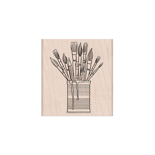 Tin of Brushes Wood Stamp