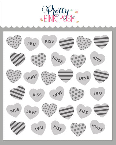 Layered Valentine Hearts Stencils