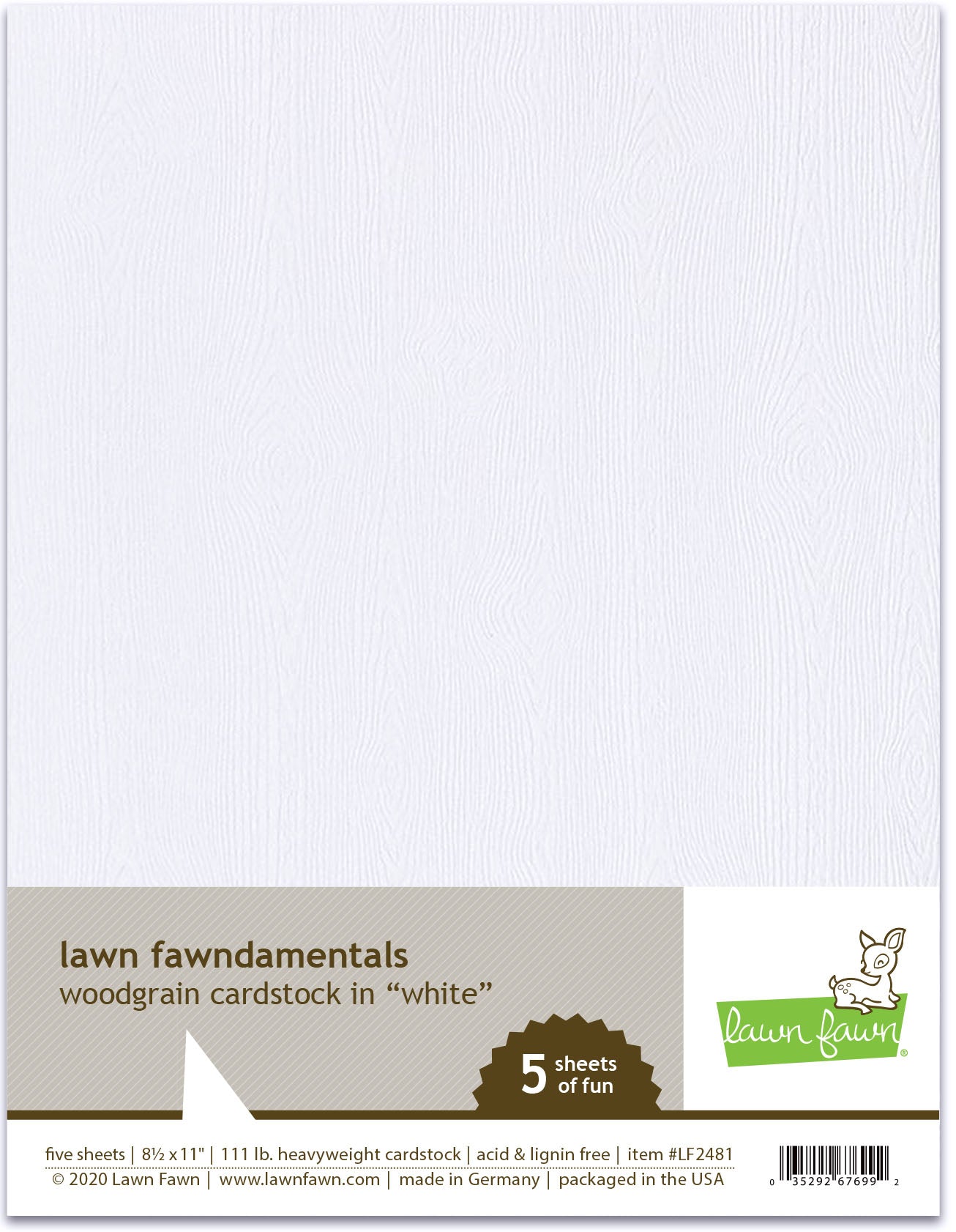 8.5 x 11 Woodgrain Cardstock - White