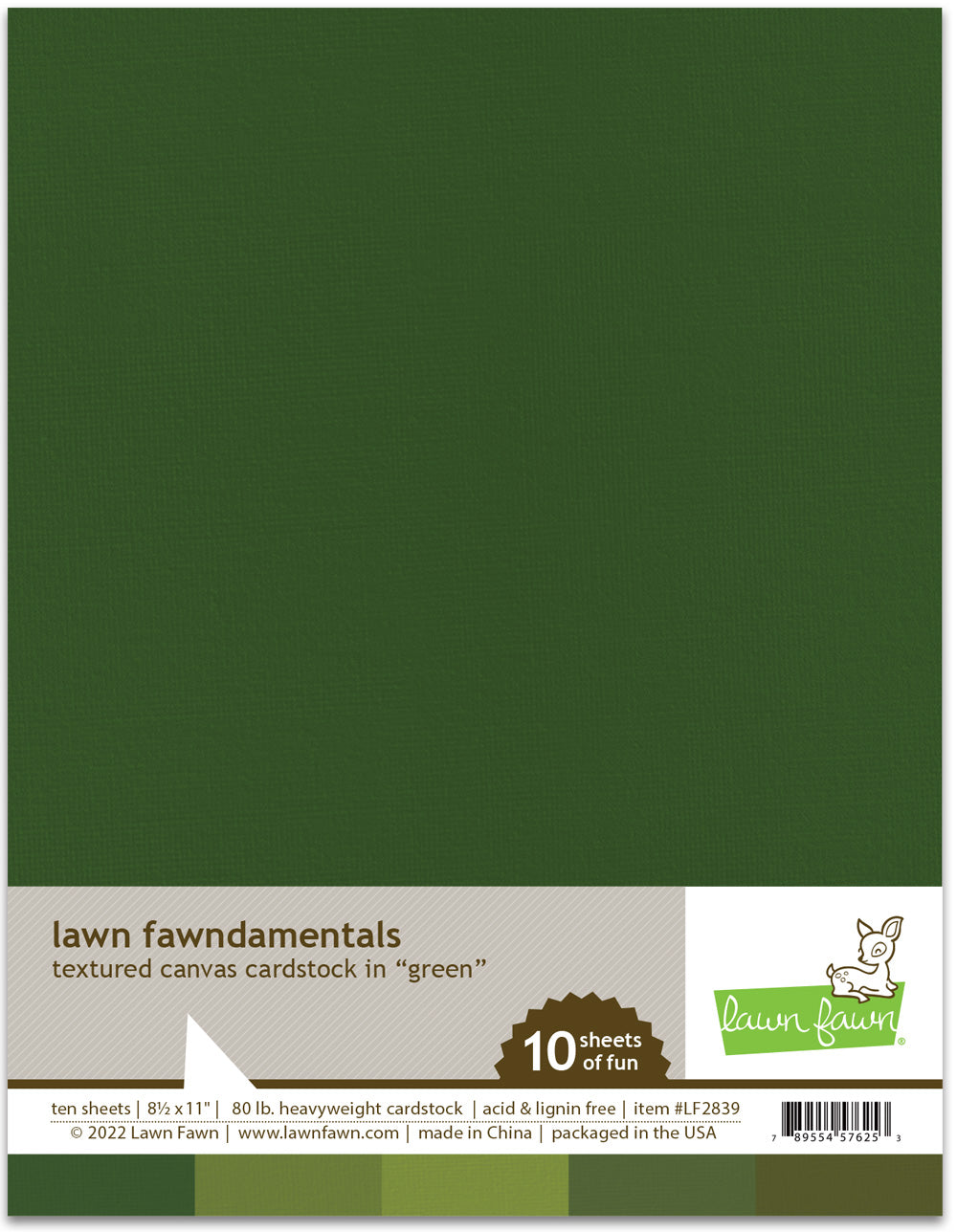 Textured Canvas 8.5 X 11 Cardstock - Green