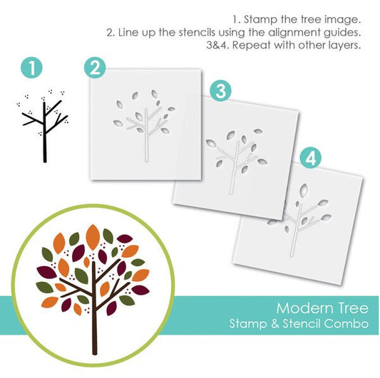 Modern Tree Stamp & Stencil Combo