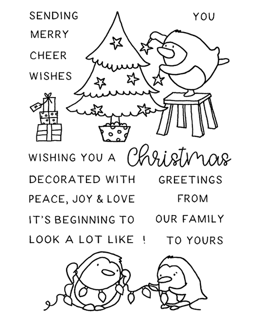 Christmas Decorating Penguins Stamp Set