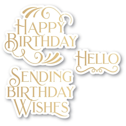 Birthday Wishes Poe Script Hot Foil Plate and Dies