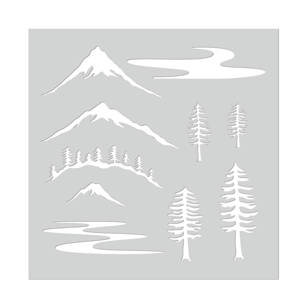 Mountain Scene Stencil