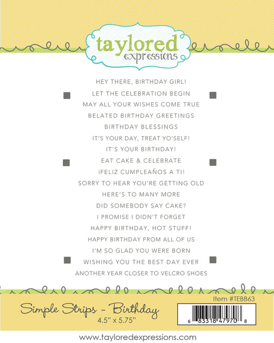 Simple Strips - Birthday Stamp Set