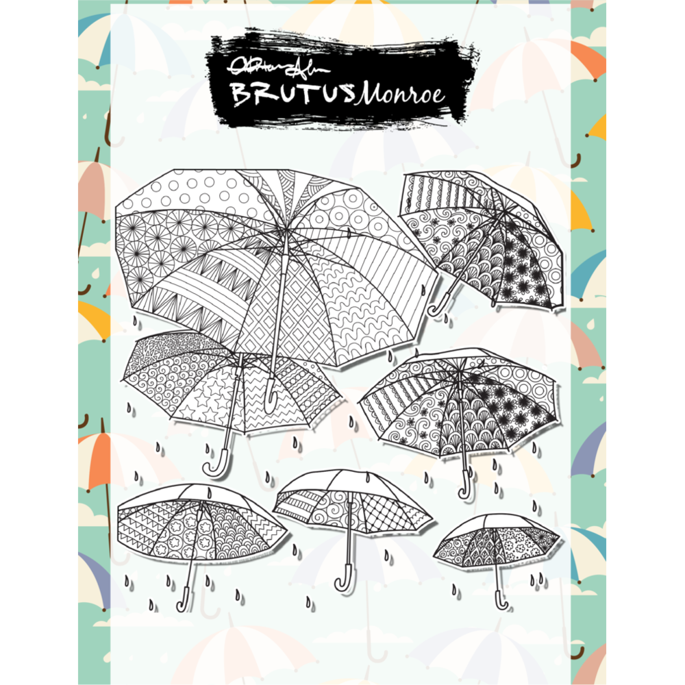 Abstract Umbrellas Background Stamp