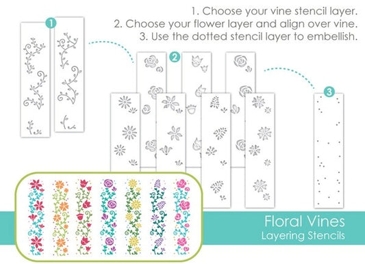 Floral Vines Layering Stencils