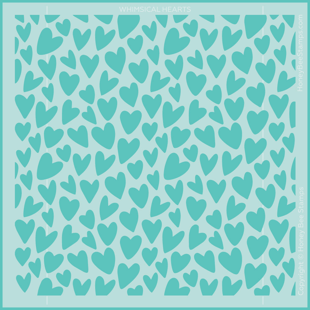 Whimsical Hearts Background Stencil